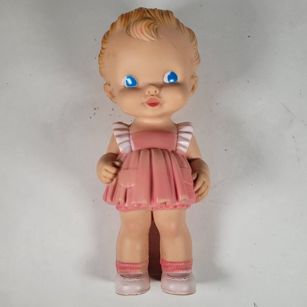 Vintage Girl Squeak Toy 1950s Sun Rubber Company Doll by Ruth E. Newton